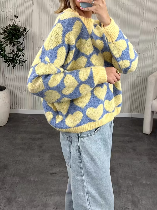 Pullover mit Herzmuster für Damen