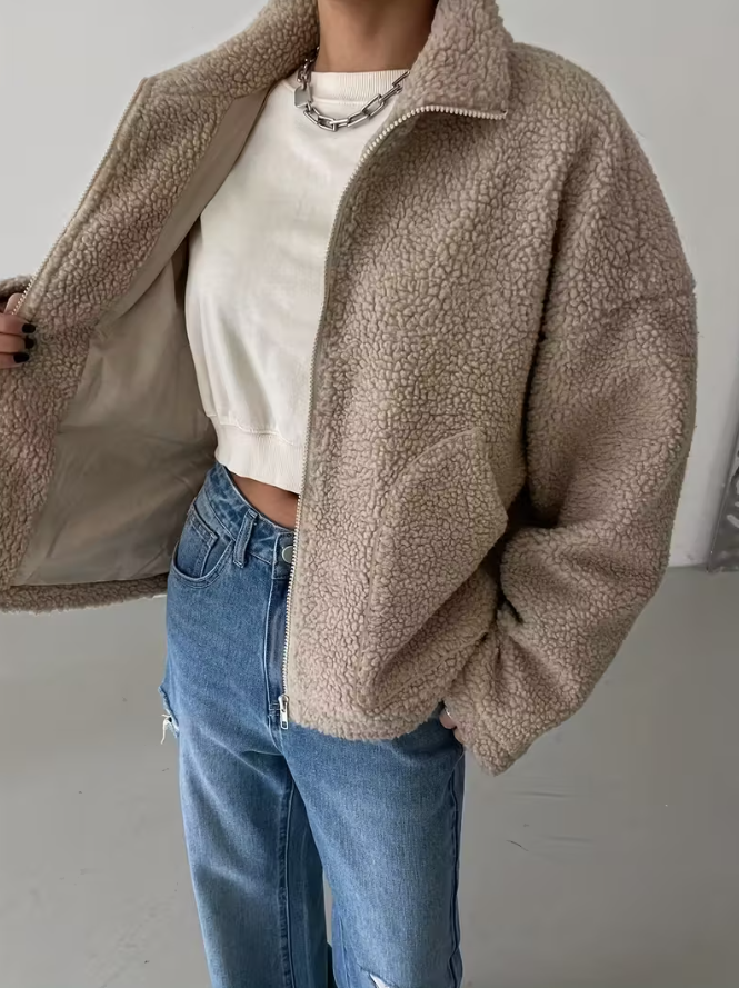 Übergroße Jacke aus Teddyfell für Damen
