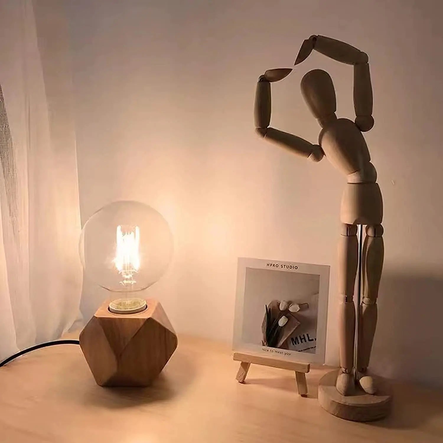 WoodWhimsy - Retro Holz Dekoration Lampe