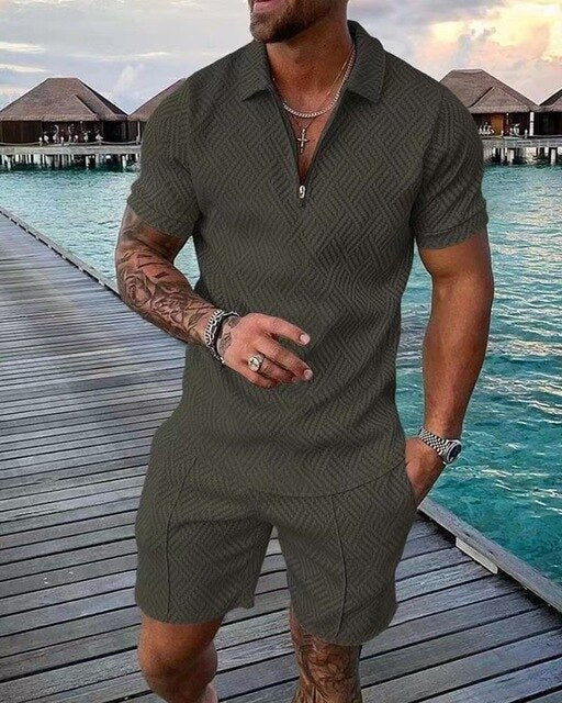 HOGO Zweiteiliges Set | Luxuriöses Polo und Shorts Sommer-Set für Herren
