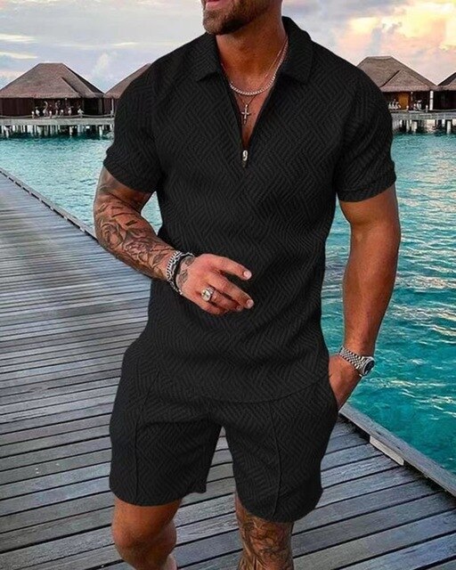 HOGO Zweiteiliges Set | Luxuriöses Polo und Shorts Sommer-Set für Herren