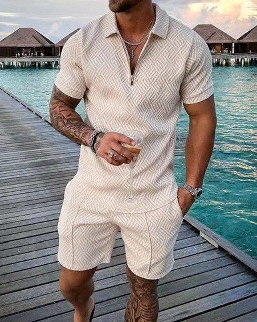 HOGO Zweiteiliges Set | Luxuriöses Polo und Shorts Sommer-Set für Herren
