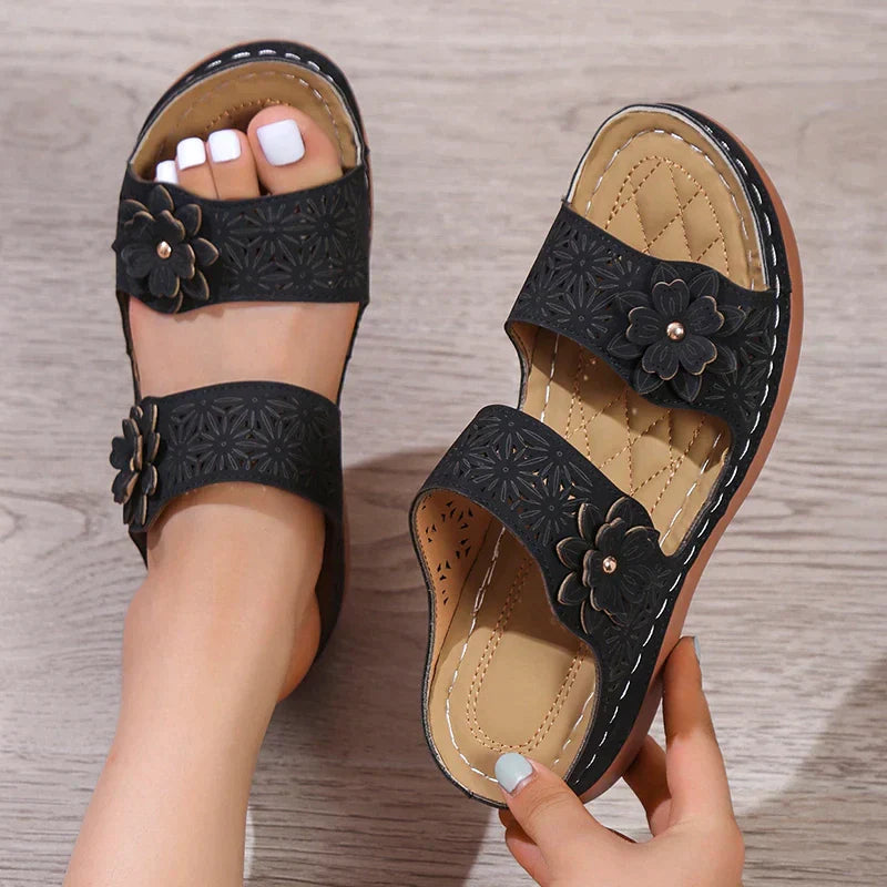 Breeze Verano - Blumenmuster Keil OrthoSandalen