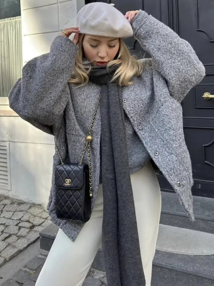Urban Essentials - Oversize tweed bomber Damen Herbst Winter 2023