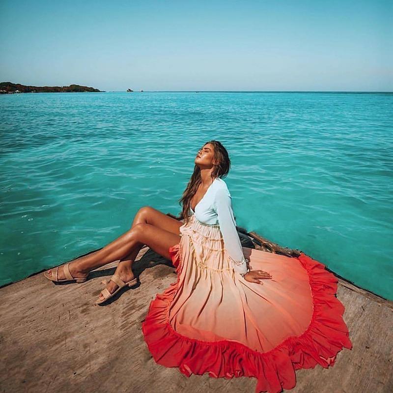 Sienna - Bohème Regenbogen Maxikleid